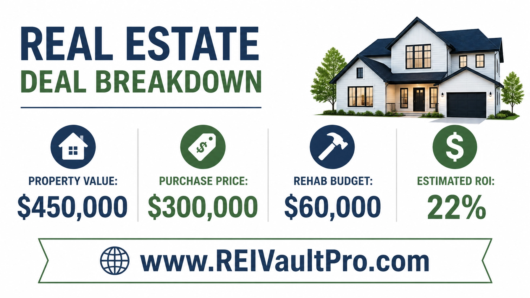 Financial breakdown of a real estate investment showing ROI and profit margins