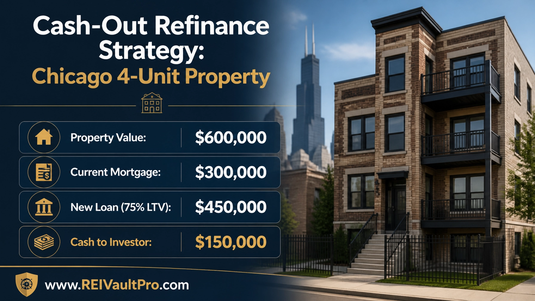 Cash-Out Refinance Strategy: Chicago 4-Unit Property infographic