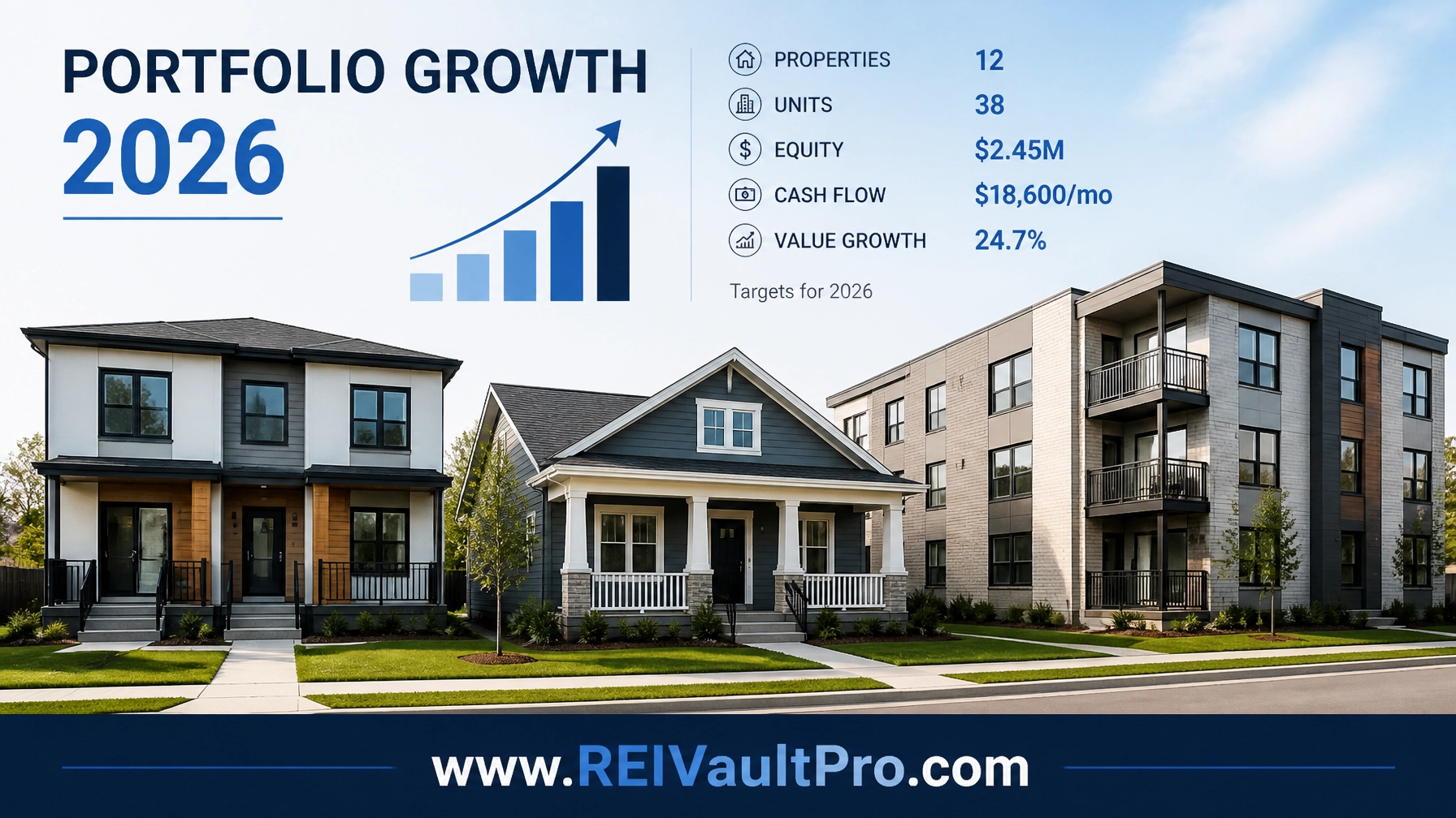 Rental property portfolio displaying multiple property types