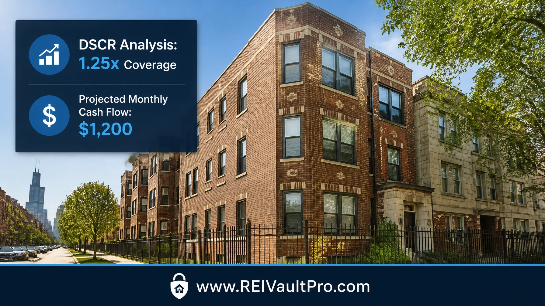 DSCR Analysis of a Chicago apartment building used for investor content.