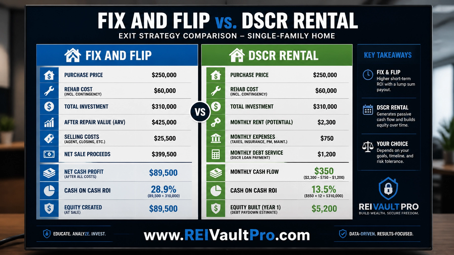 Rental vs Flip exit strategy comparison