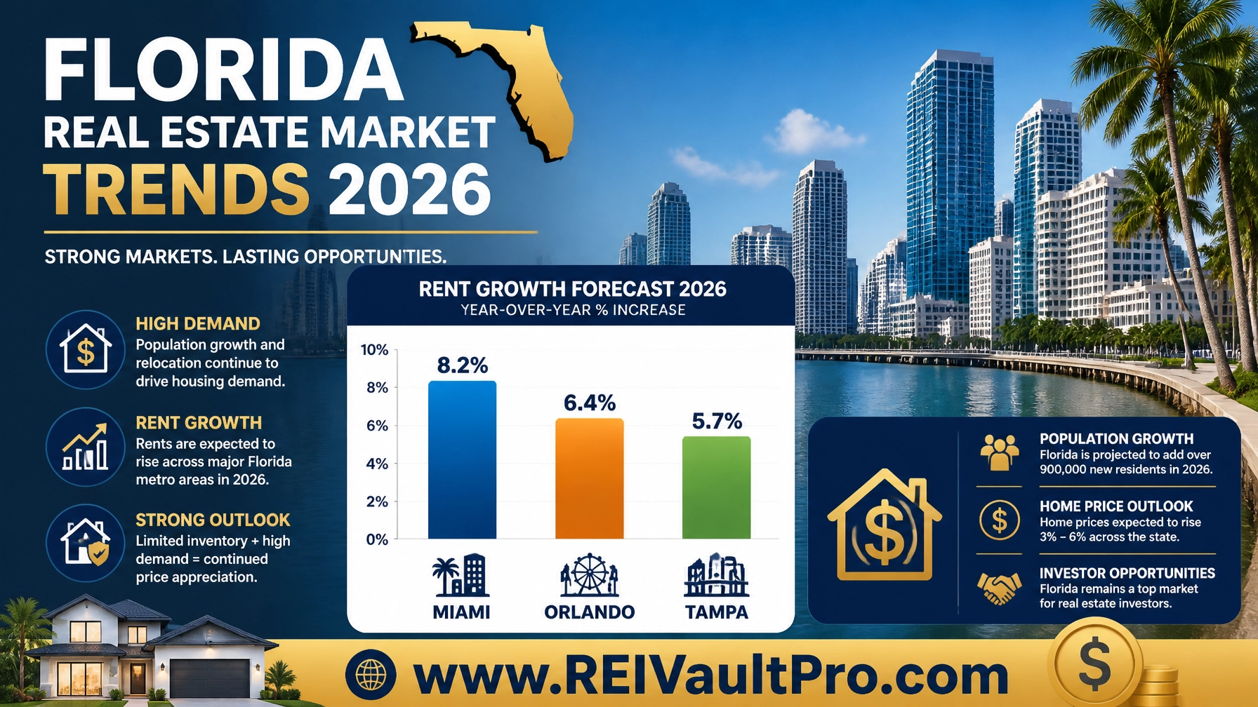 Florida real estate market trends for 2026 showing rent growth in Miami, Orlando, and Tampa