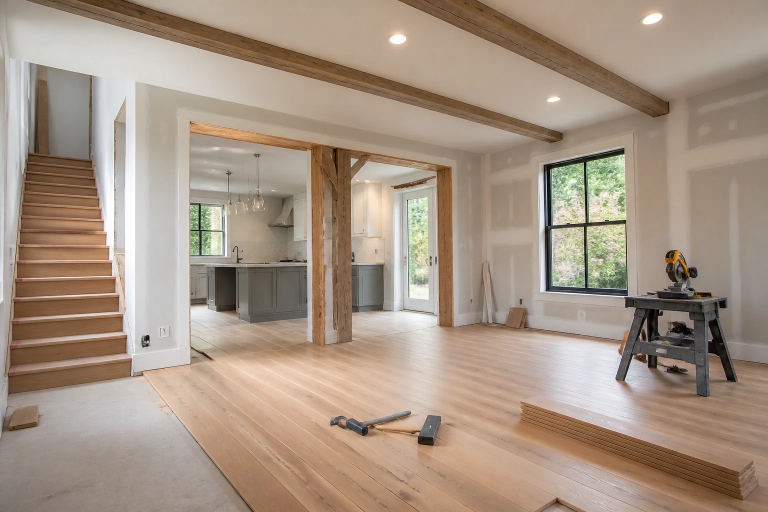 An interior shot of a Savannah home mid-renovation, highlighting the work required to reach full ARV.