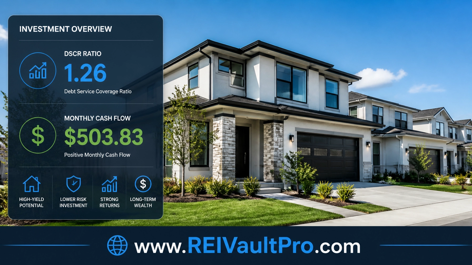 Financial calculation of DSCR and cash flow for a rental property