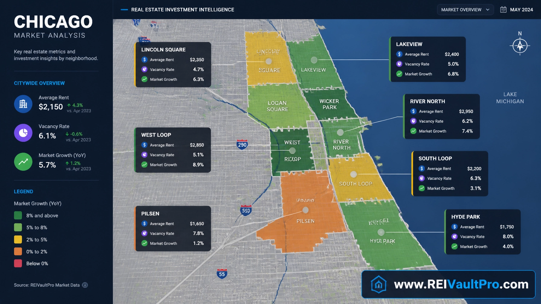 Digital map showing real estate market trends and property hotspots