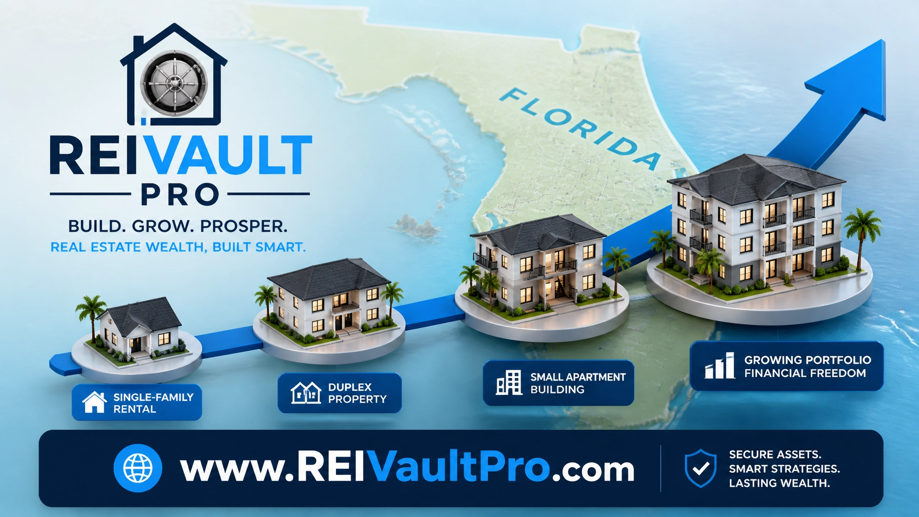 Growing real estate portfolio in Florida isometric illustration