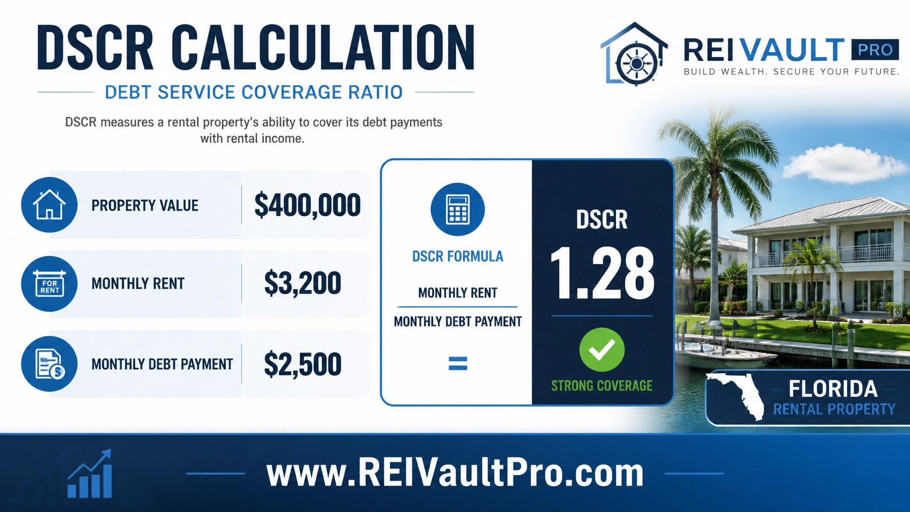 DSCR calculation infographic for a Florida rental property