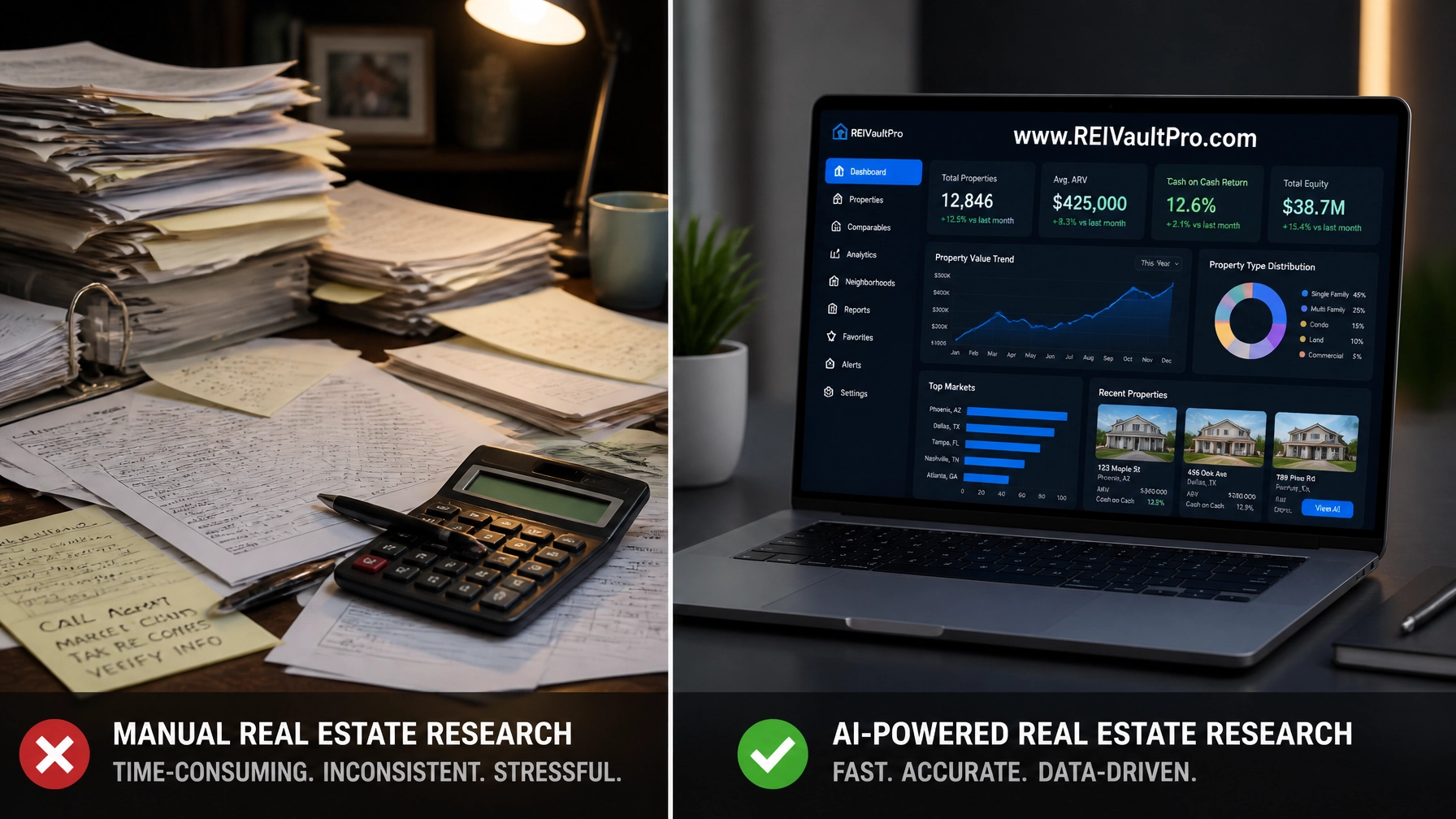 Manual research vs digital investment dashboard comparison