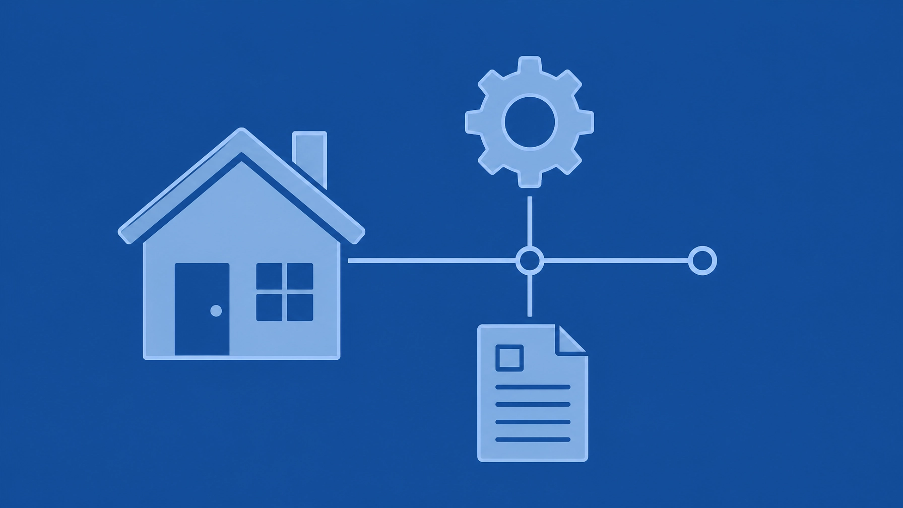A minimalist diagram showing the connection between real estate assets and systematic management.