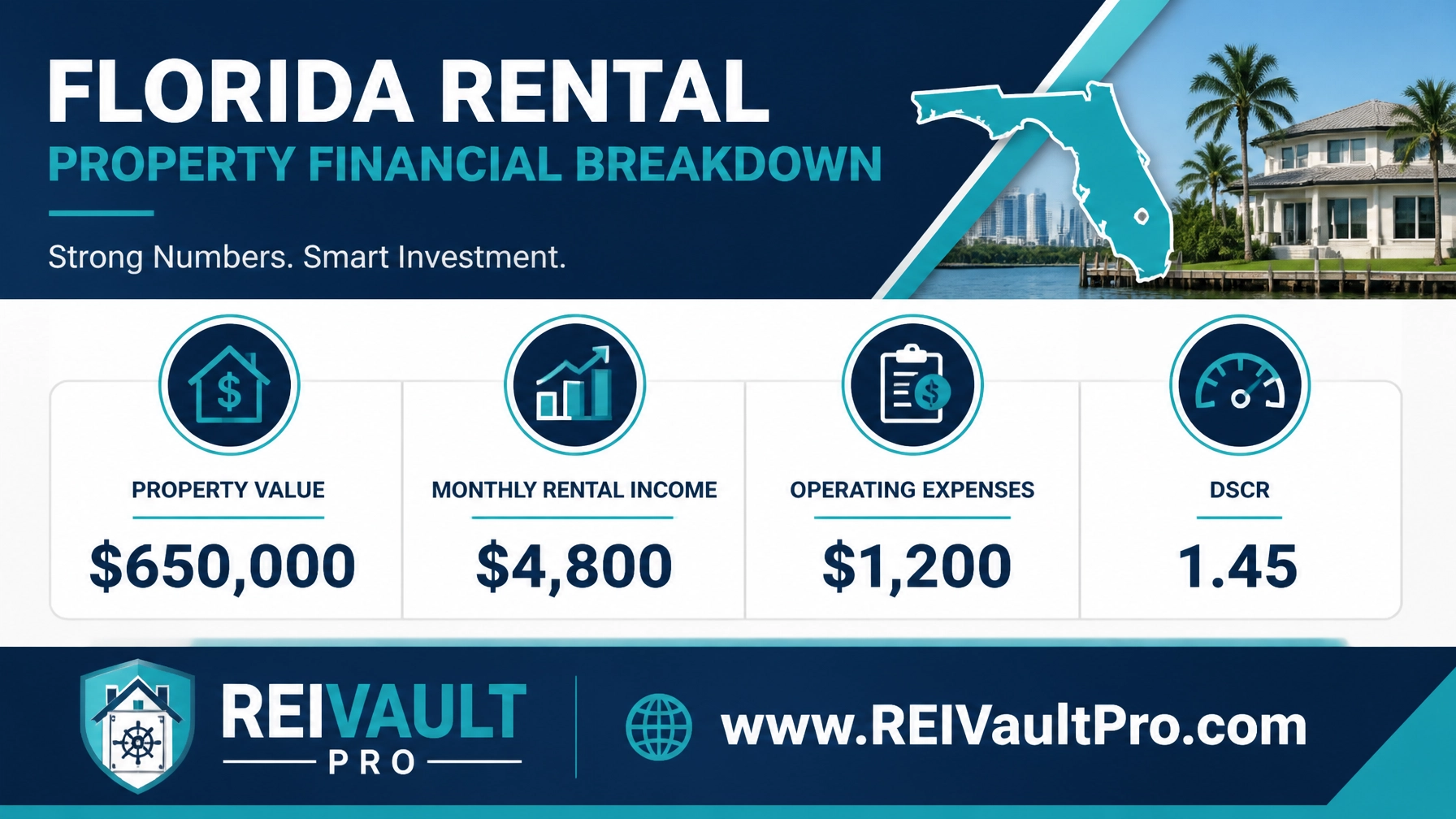 Financial breakdown of a Florida rental property showing DSCR and ROI