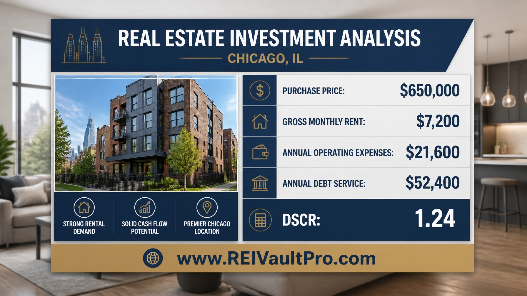 Calculation chart for a 4-unit Chicago investment property