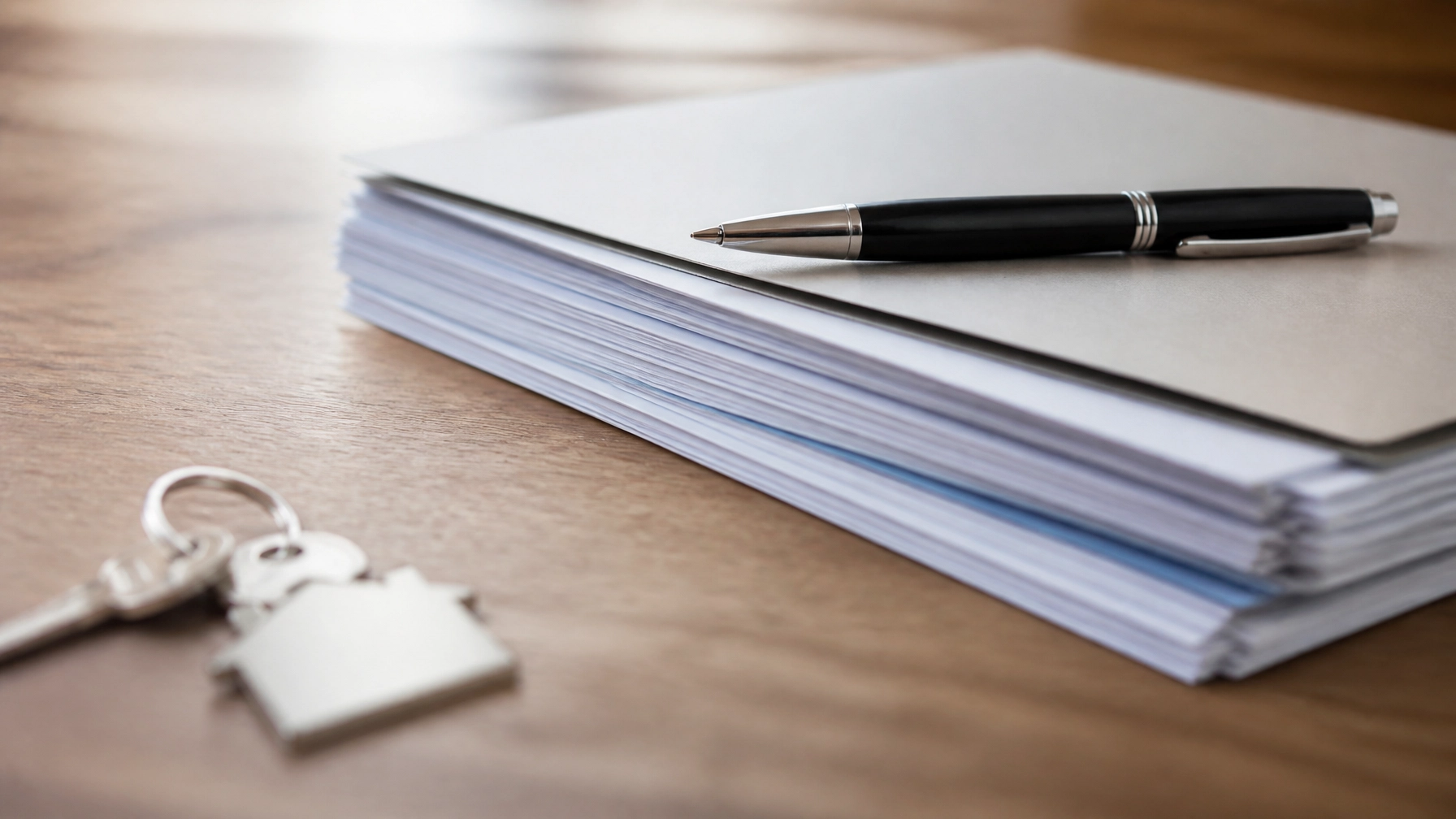 Professional real estate contracts and documents on a desk