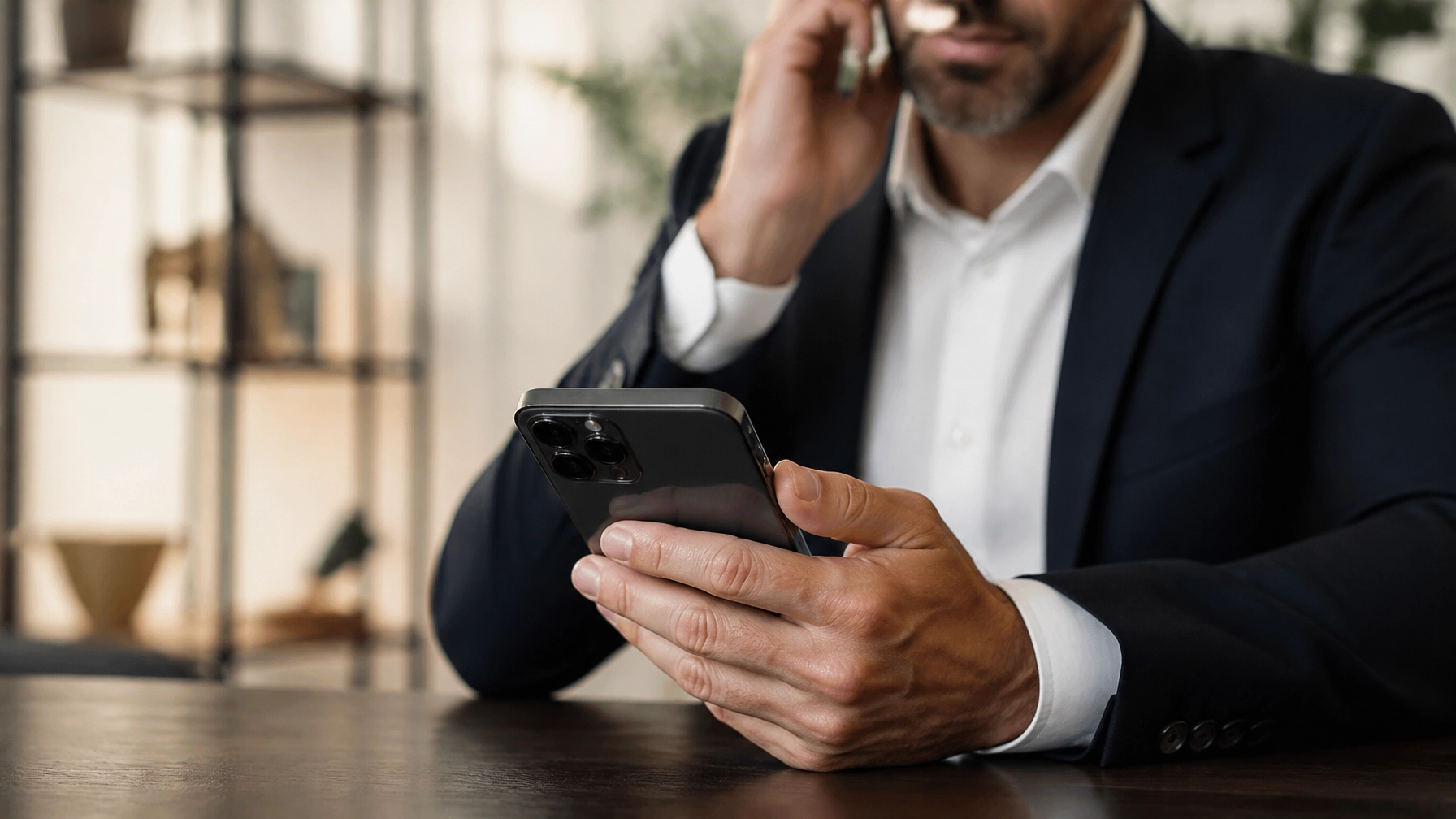 Investor making professional business calls