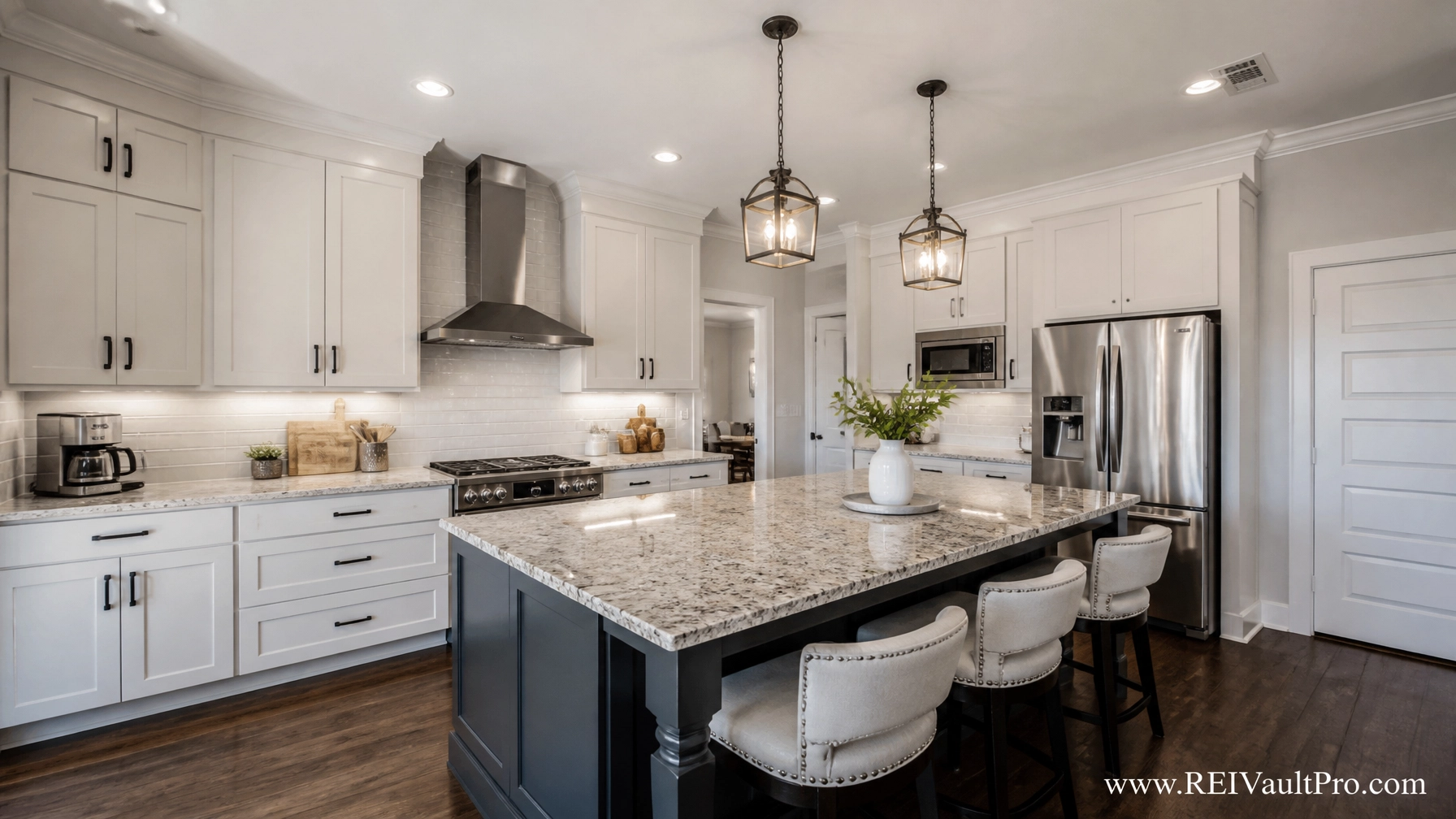 Fully renovated Georgia kitchen showing the successful result of a well-financed fix and flip project