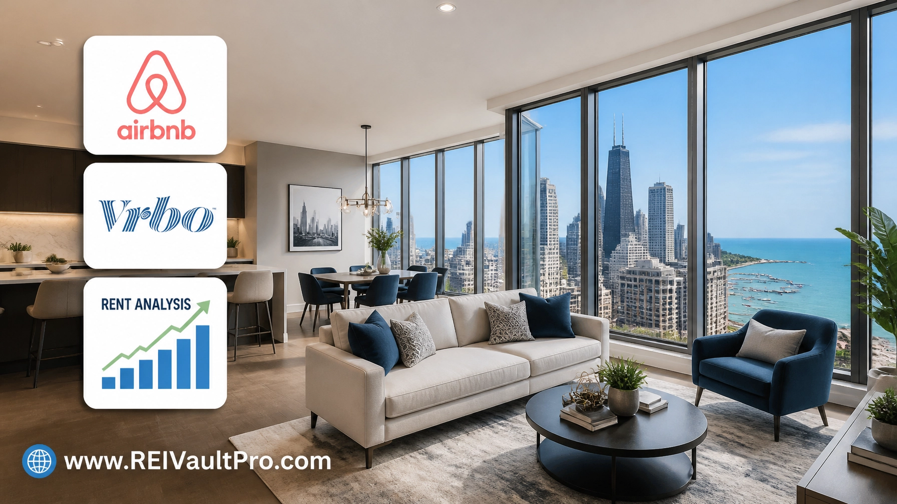 Luxury Chicago STR interior with data icons