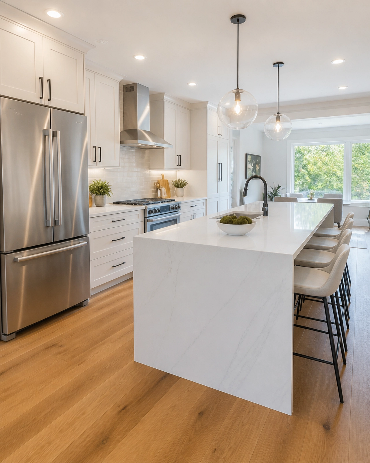 A high-end modern kitchen renovation highlighting quality craftsmanship