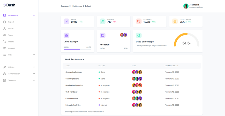 Dash - Dashboard Website Template