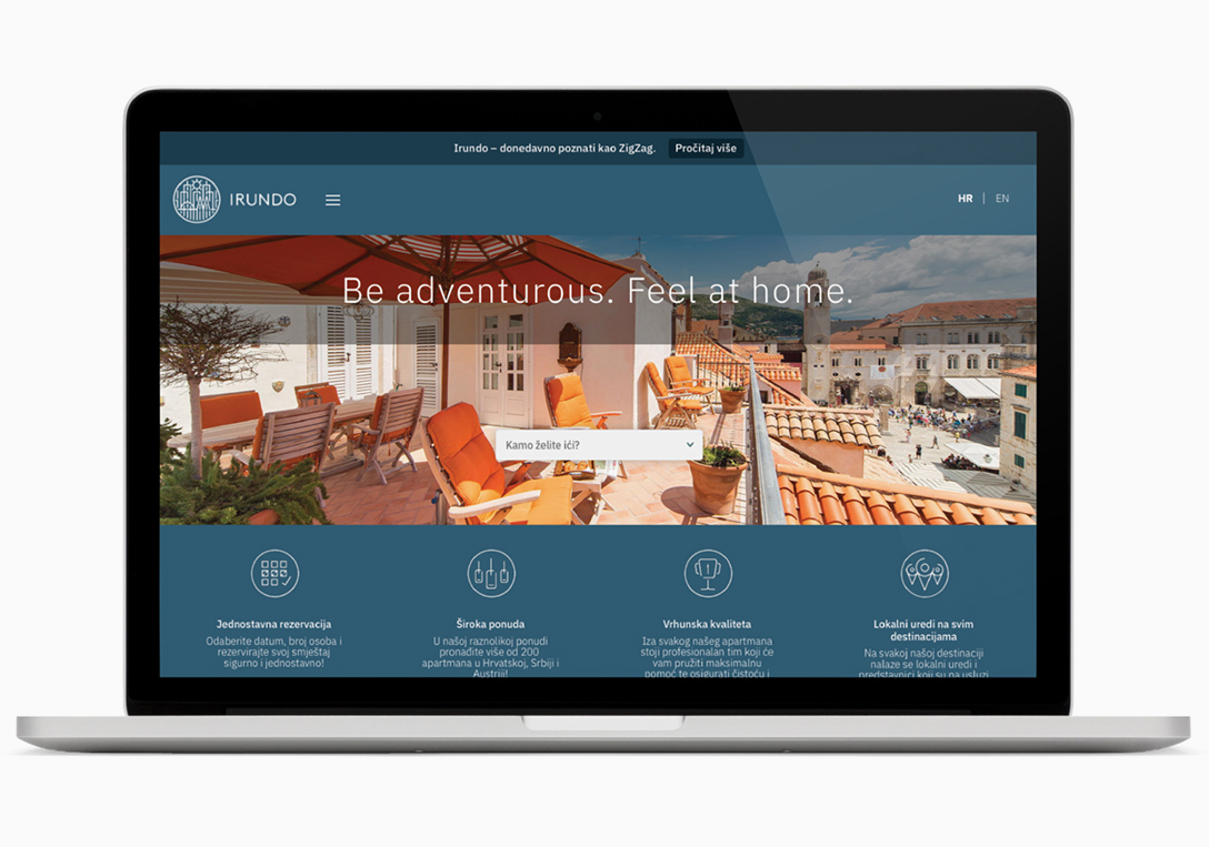 Website design for Irundo, a property and short-term rental management company