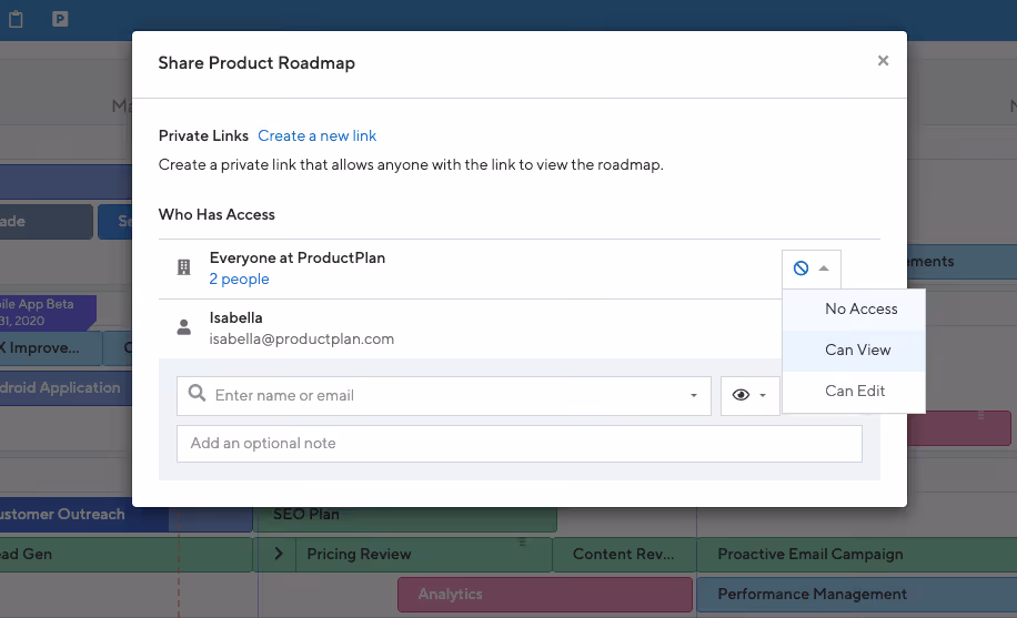 sharing product roadmap