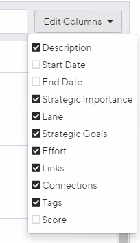 custom filters table view