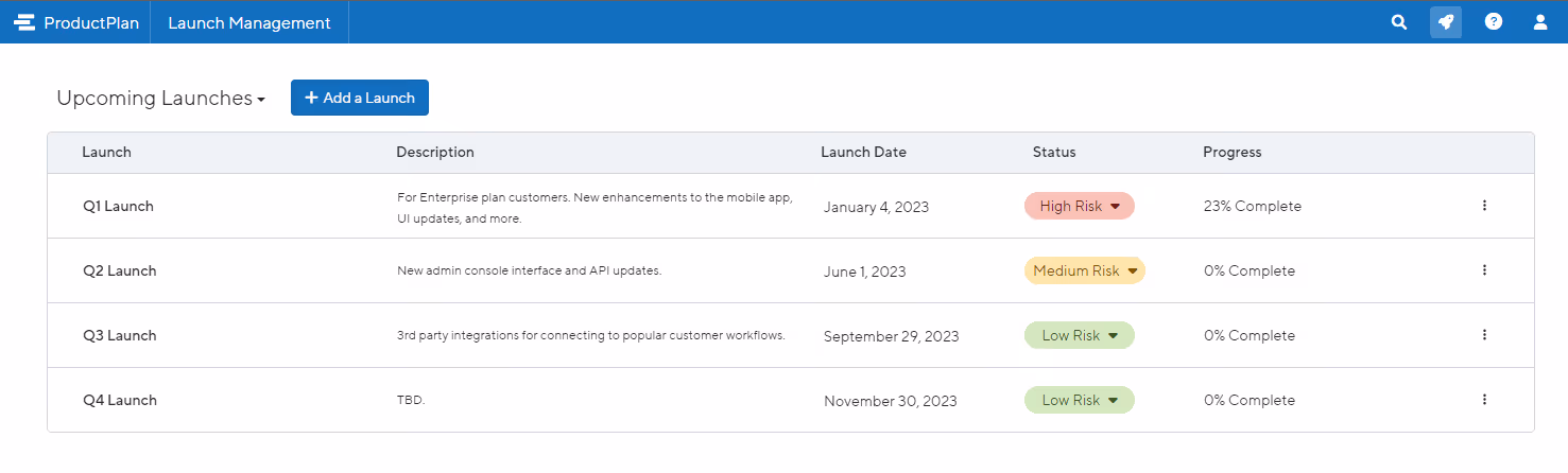Launch Management Dashboard