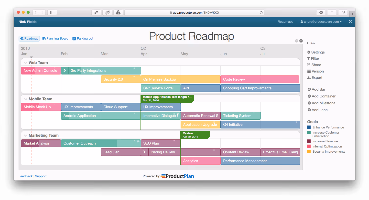 Product Roadmap Template