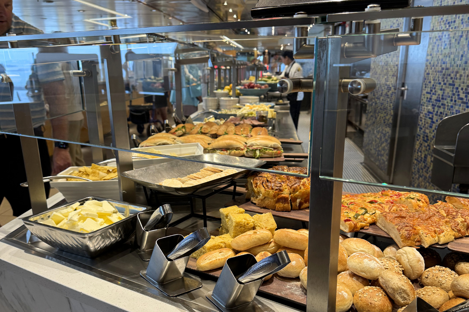 Lido Deck buffet food selection aboard cruise ship