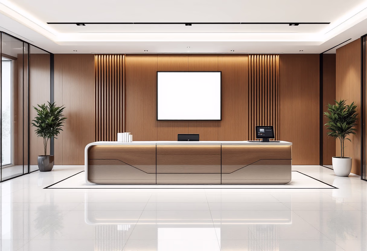 image of office reception desk for a legal tech