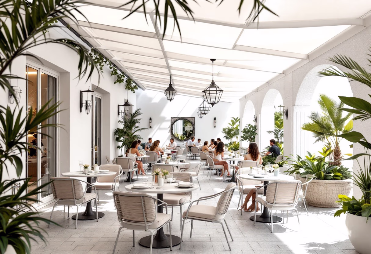 image of vibrant dining space (for a mexican restaurant)