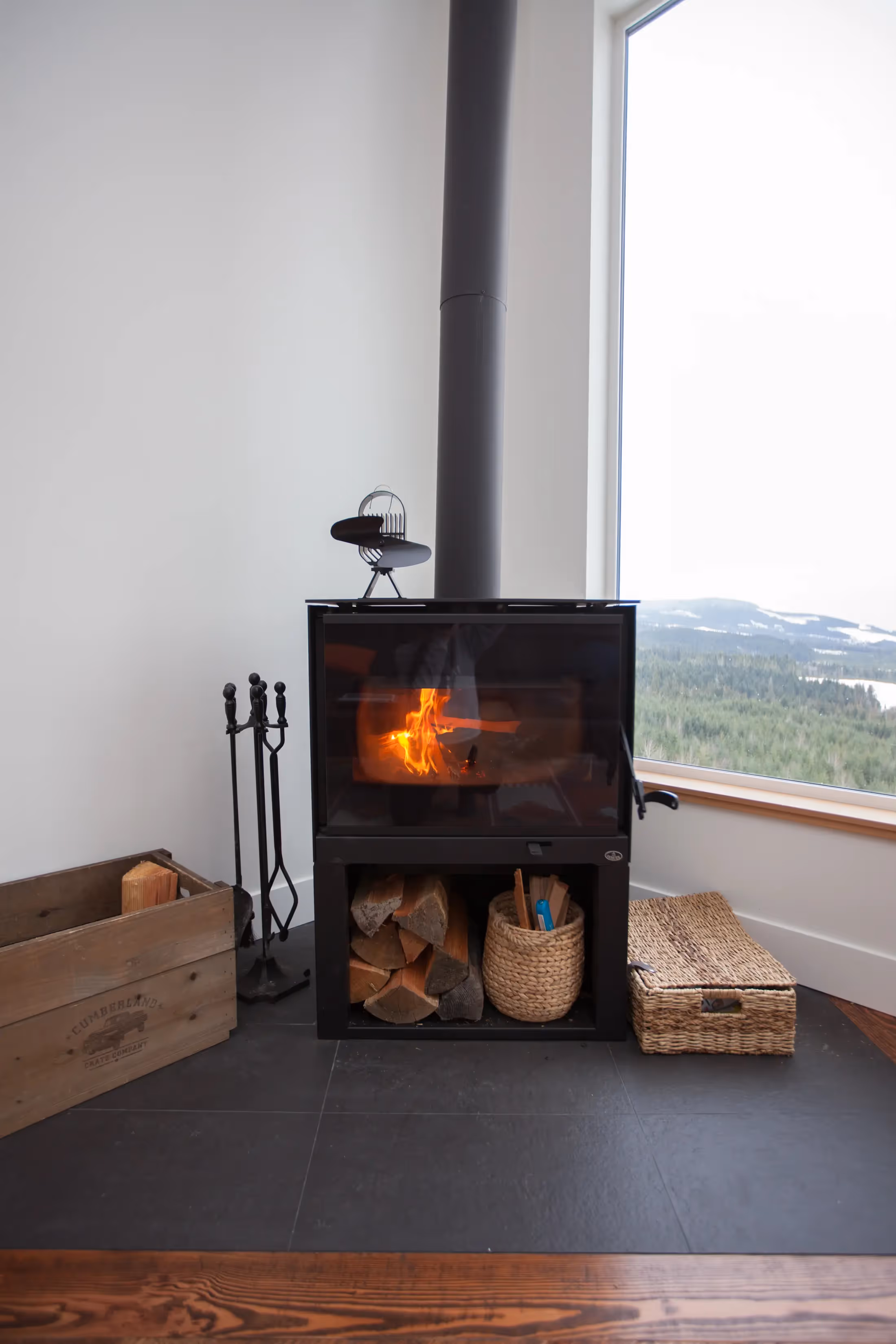Generous deck overlooking Forbidden Plateau wilderness at The Edge mountain sanctuary home