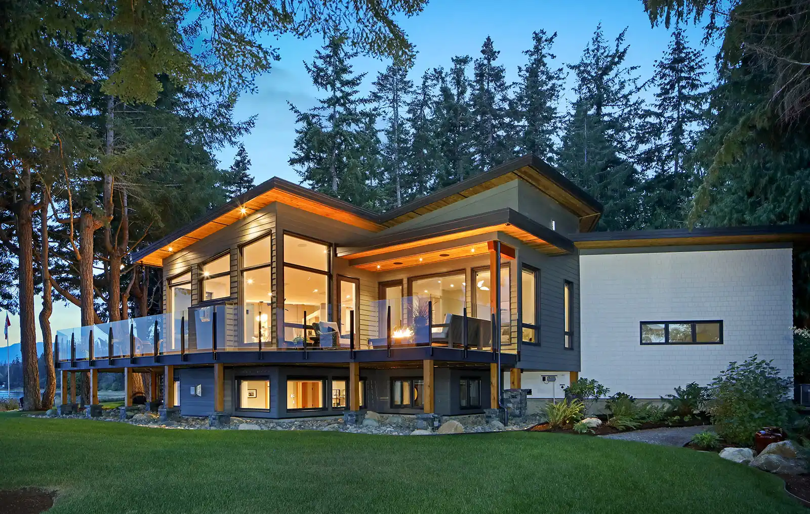 Coastal Point award-winning renovation exterior perched between old-growth forest and rugged Vancouver Island shoreline