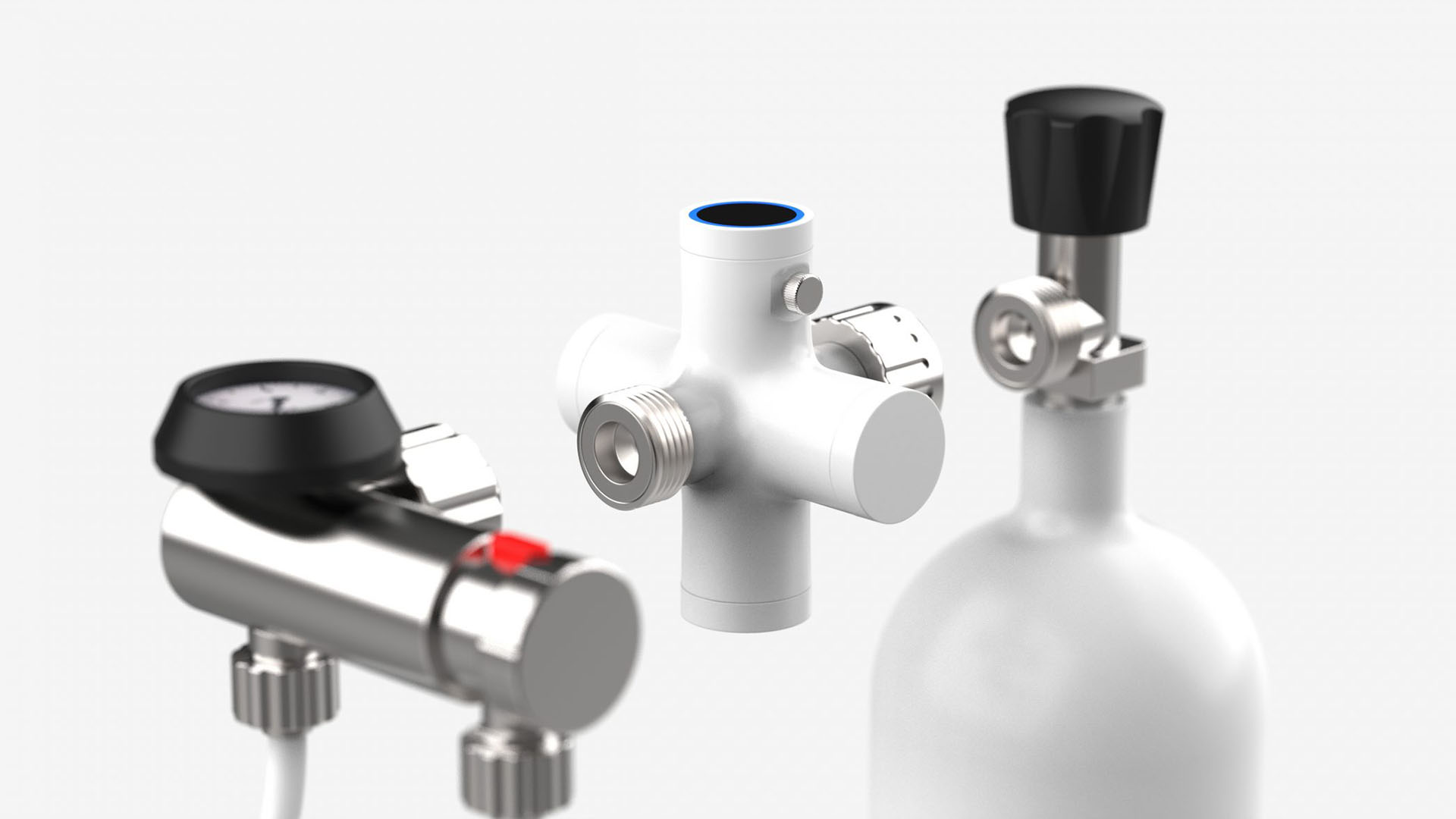 Freigestelltes 3D Rendering eines Produkts auf weißem Hintergrund