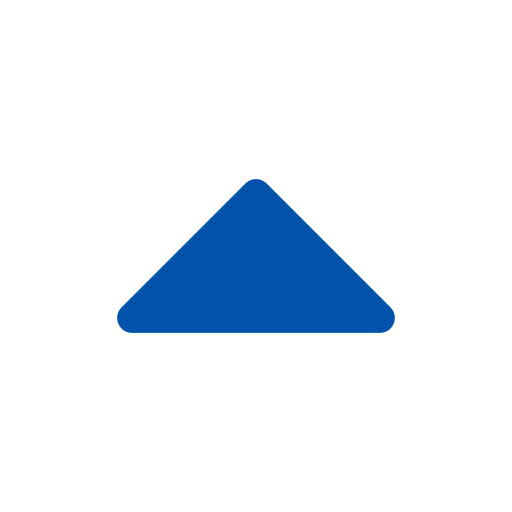 Solid blue upward-pointing arrow with rounded corners on a transparent background.