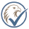 a checkmark in a circle with an eagle of freedom