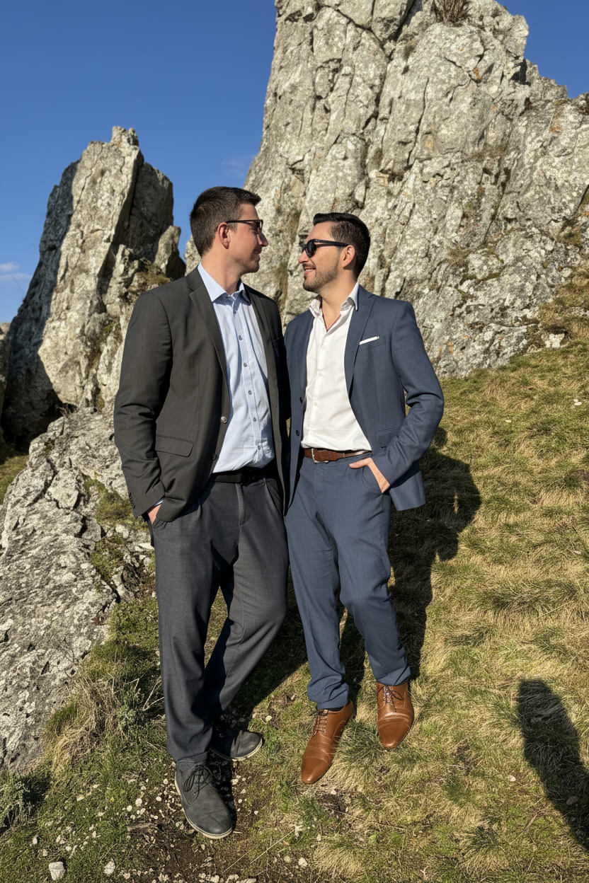 Close-up of a hand wearing a gold ring with a marquise diamond and leaf-shaped details.