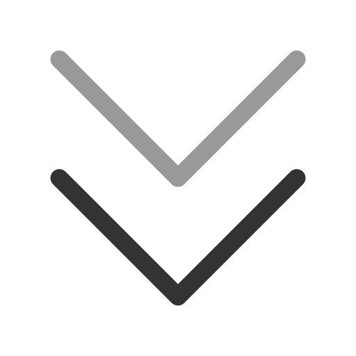 Two downward-pointing arrows, one grey above a black one.
