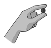 Main noire avec l'index et le pouce formant un geste de pincement.