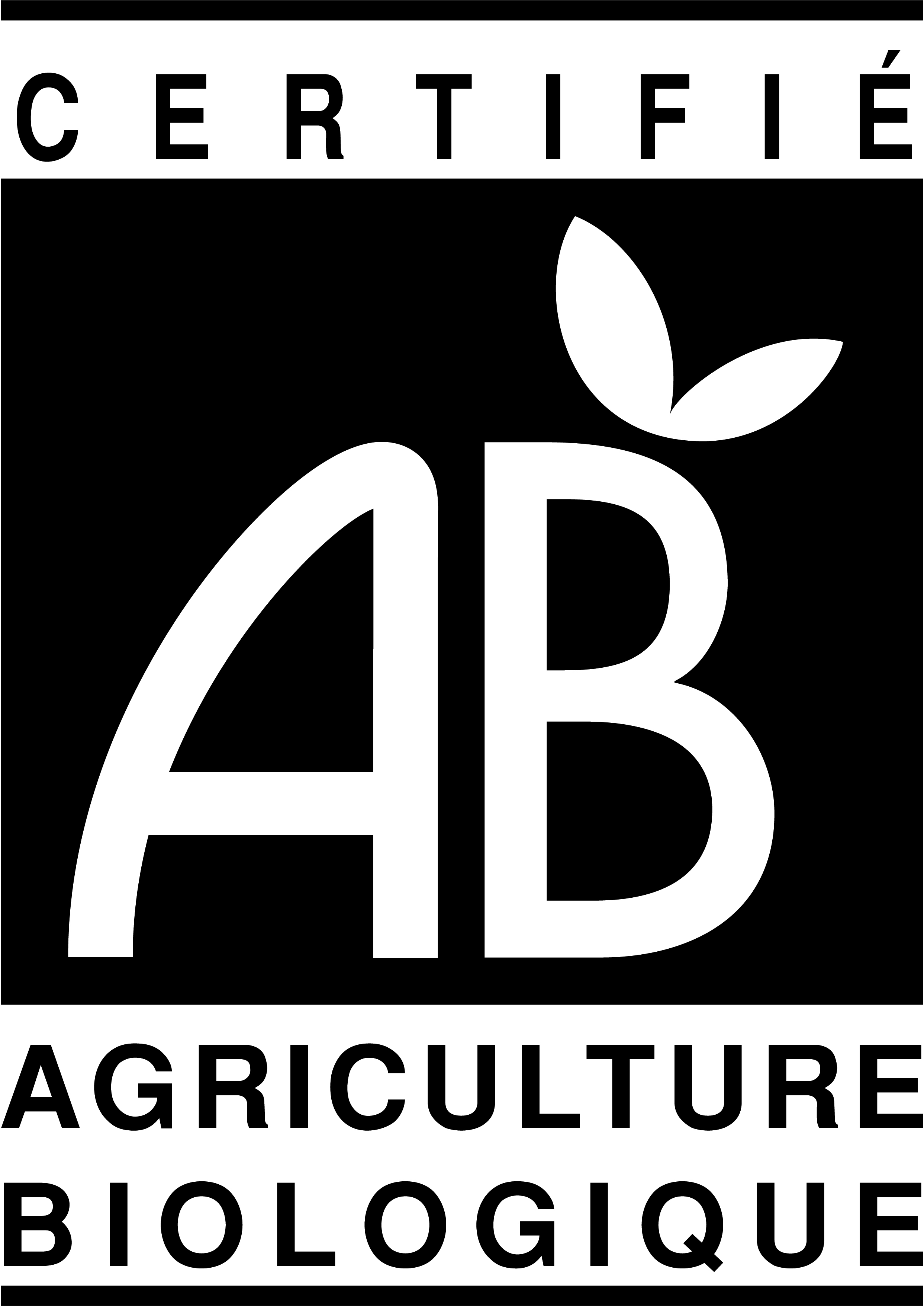 AB logo with a leaf symbolizing organic farming on a green background.
