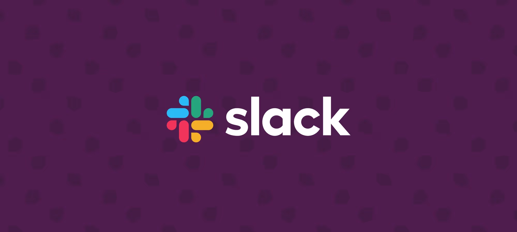 Slack logo with multicolored hashtag symbol on a dark purple background.