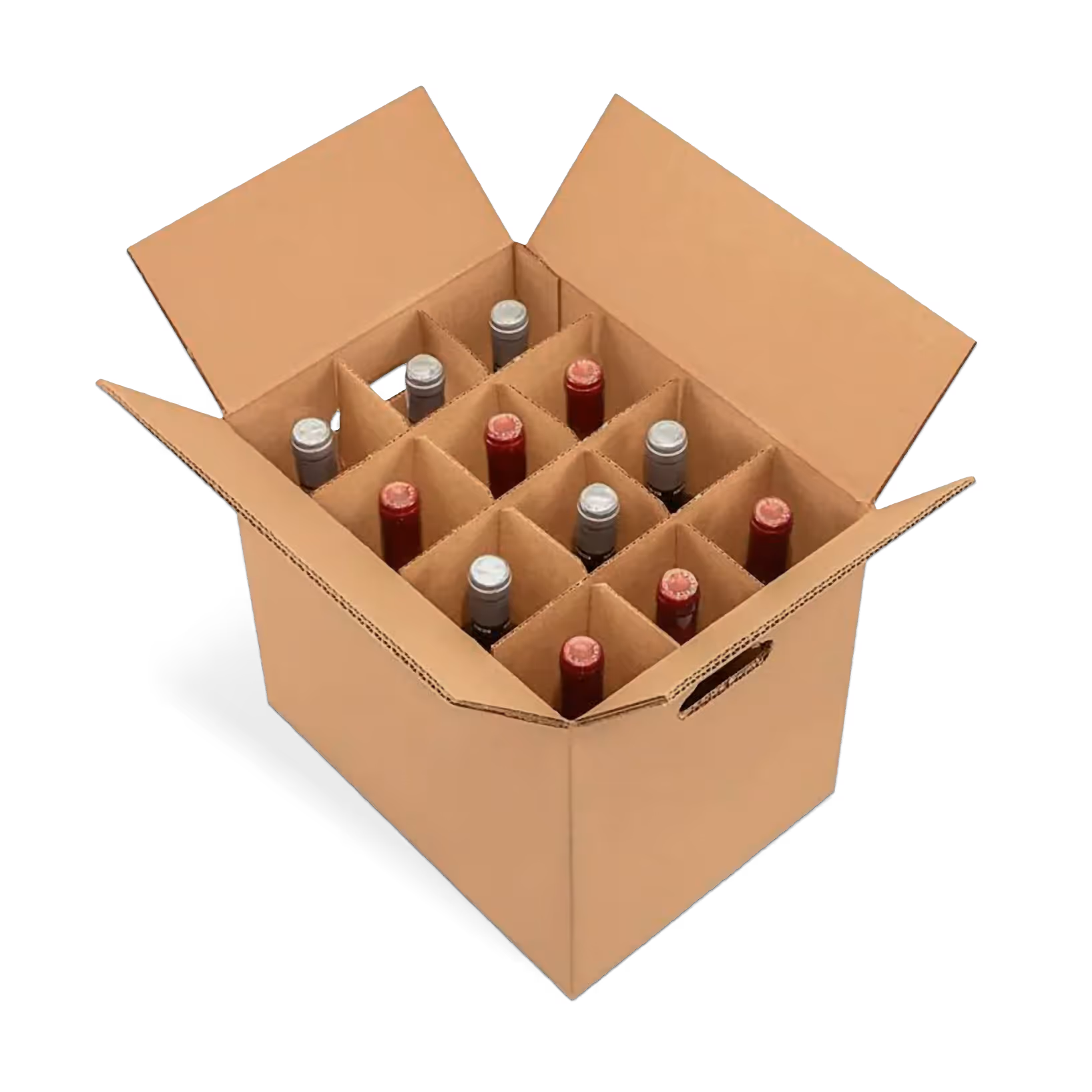 Common 12-bottle corrugated wine shipper box.