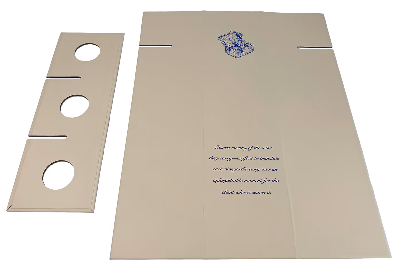 Two components of the collapsible divider from the collapsible rigid box laying flat.