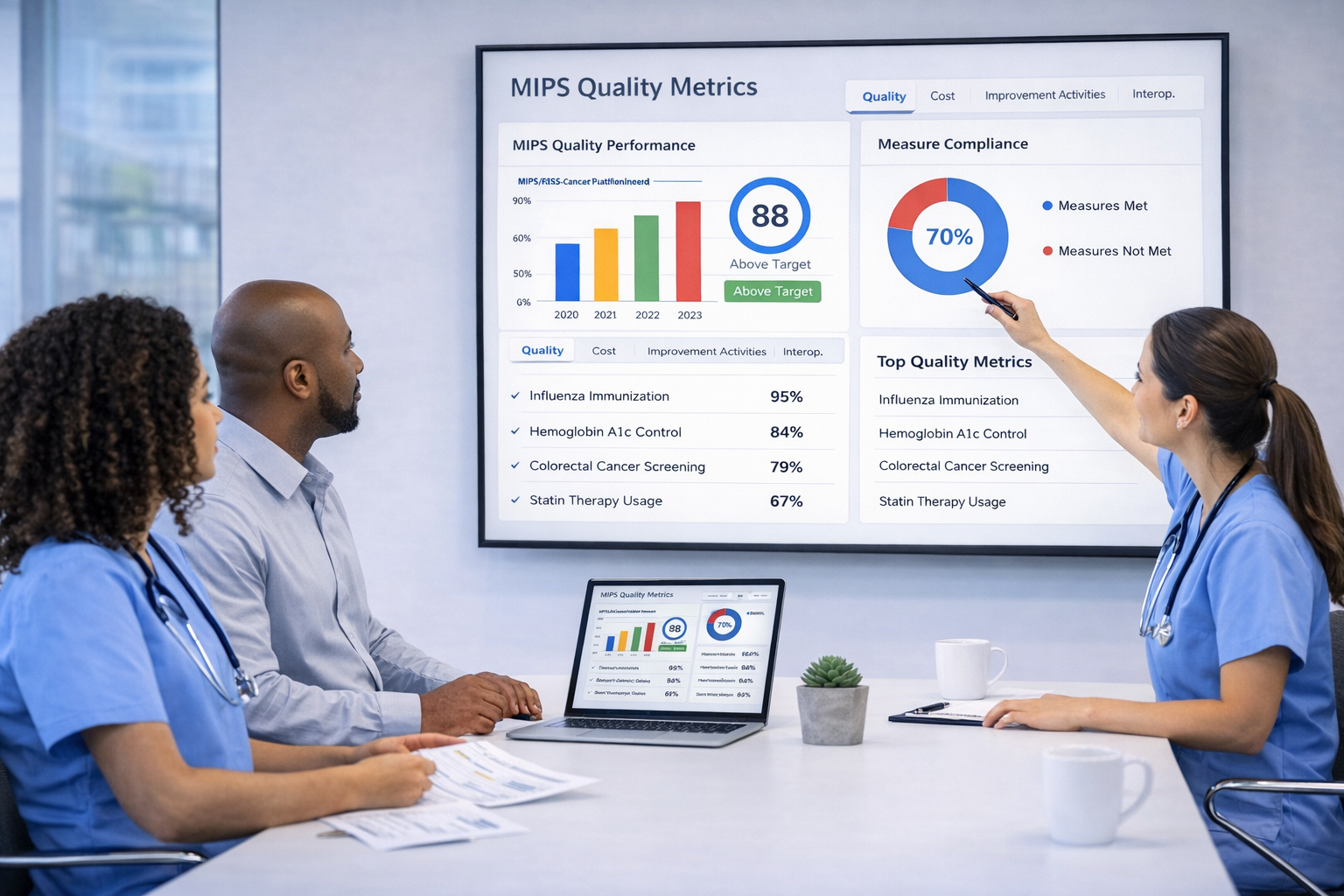 [interface] image of ai software on a tablet with hospital setting background (for an ai healthcare company)