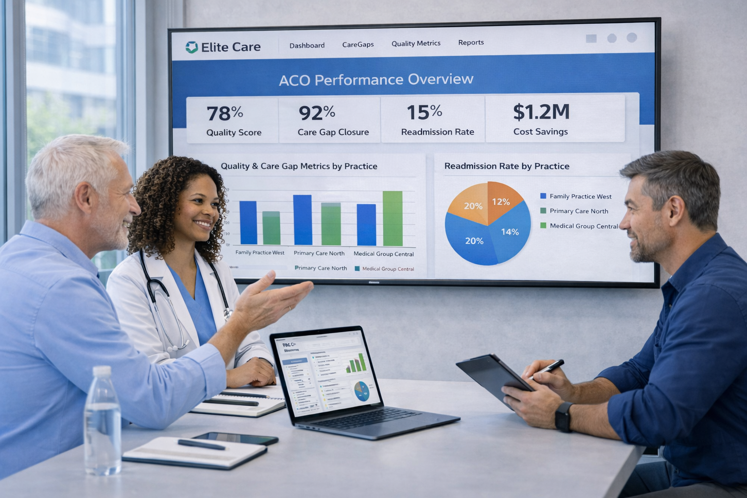 image of a team meeting (for a medical clinic)