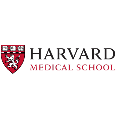 Harvard Medical School logo with Veritas shield and text.