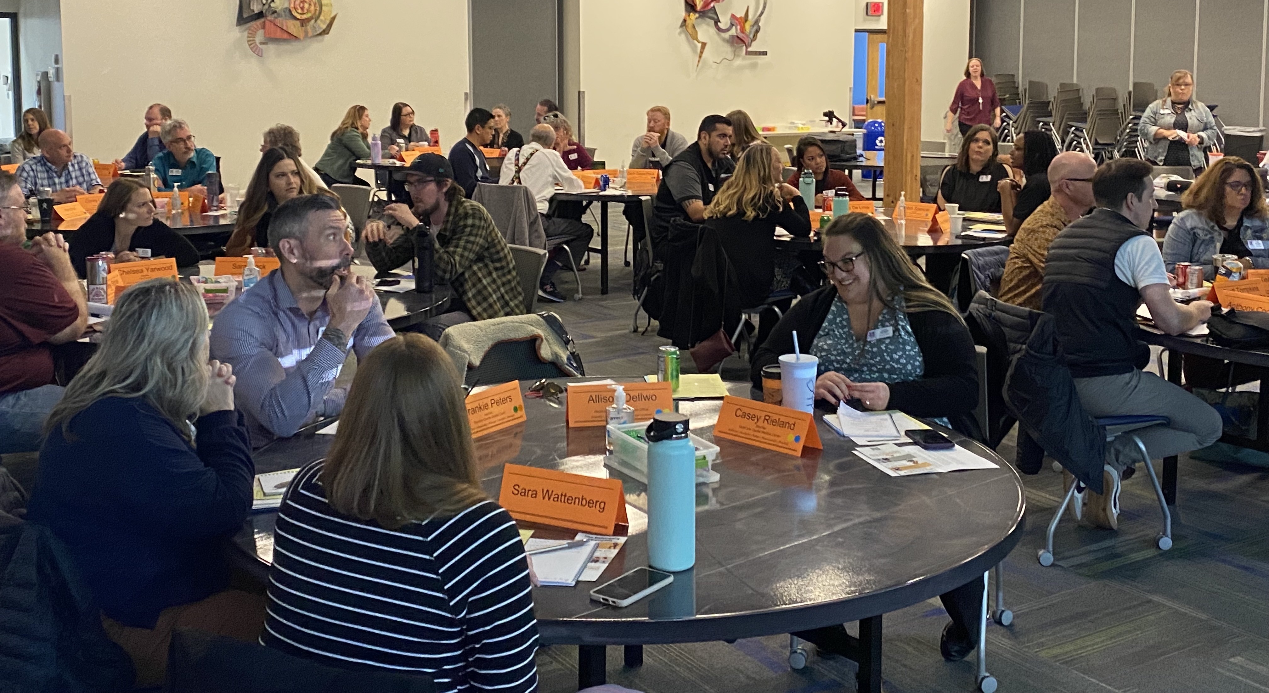 A room full of people at a workshop led by Parfait Bassalé