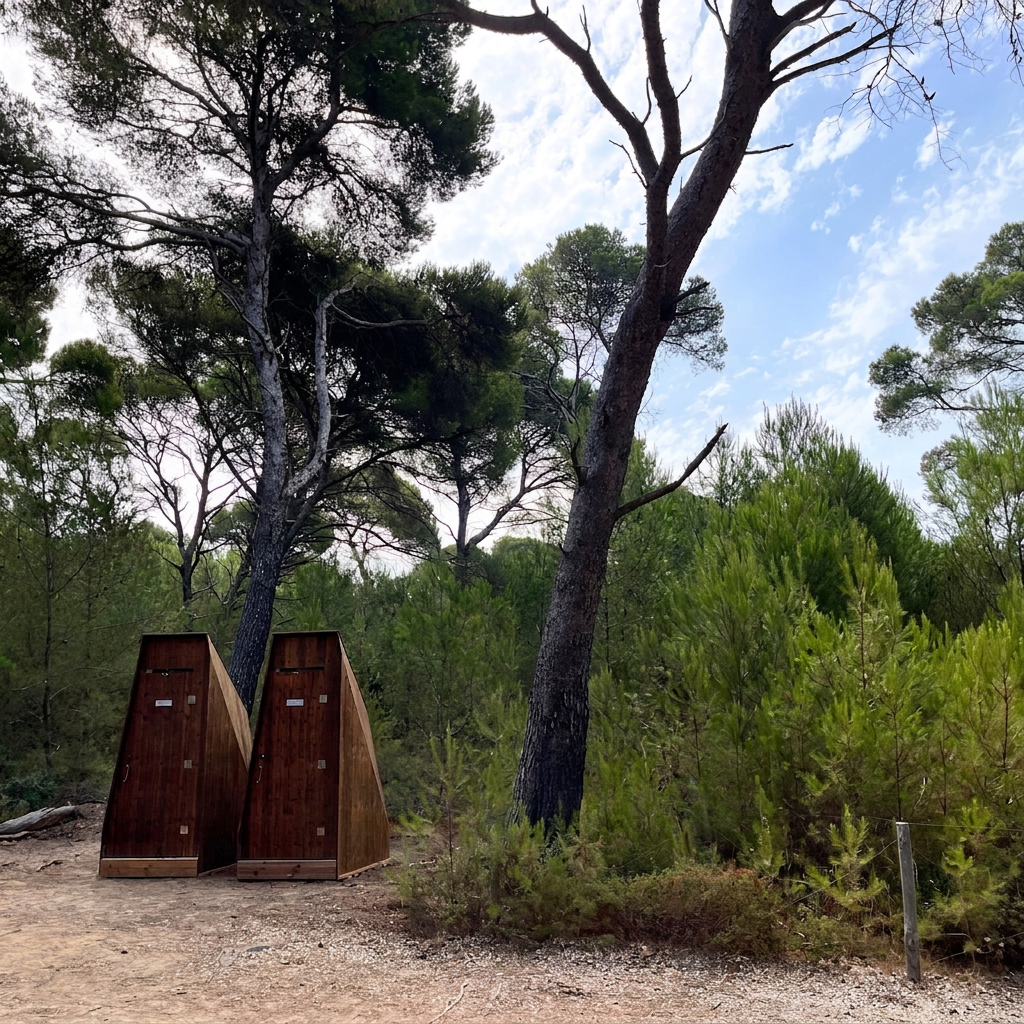 Toilettes sèches dans un espace naturel protégé
