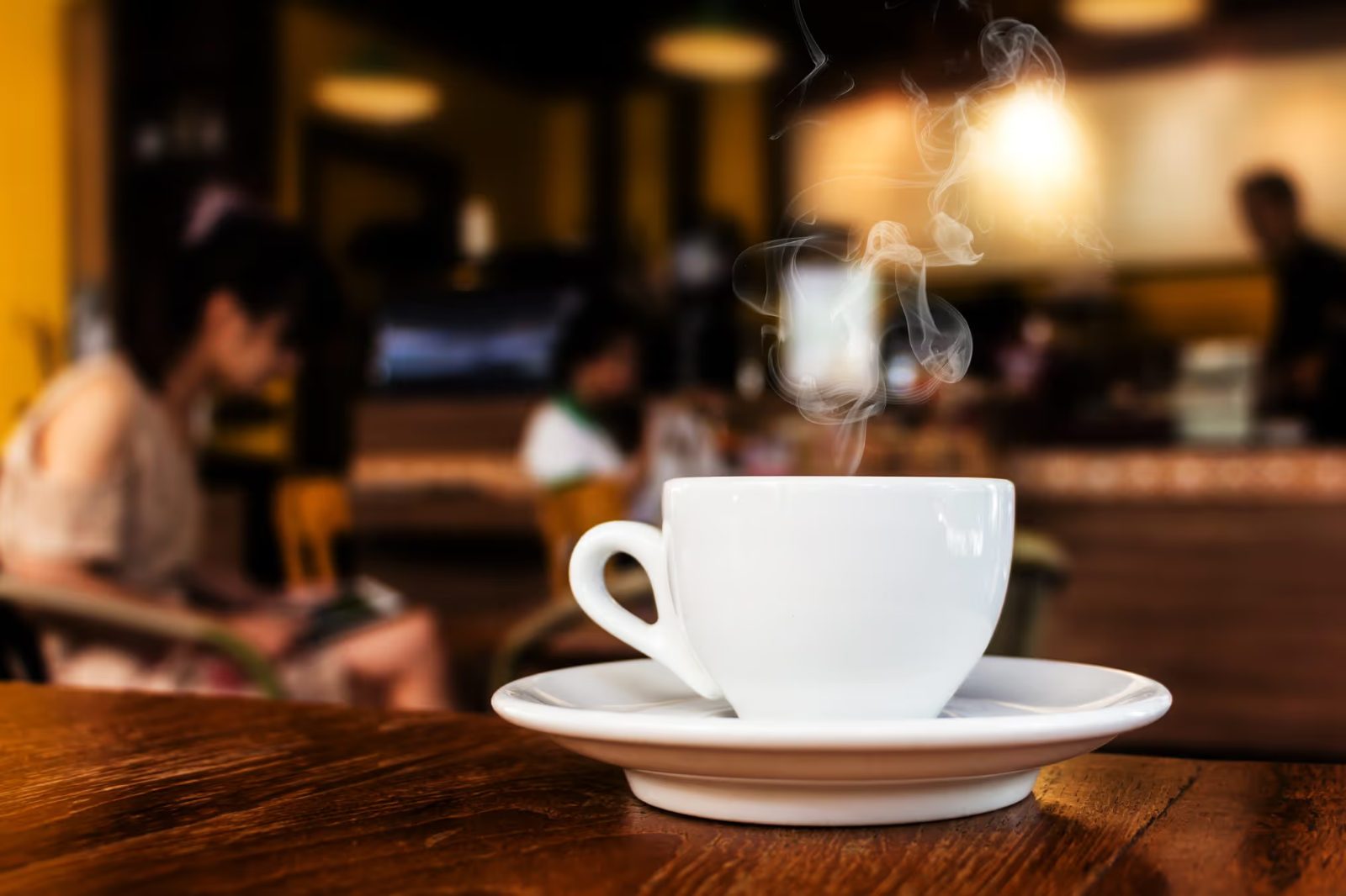 Cup of coffee on a café table