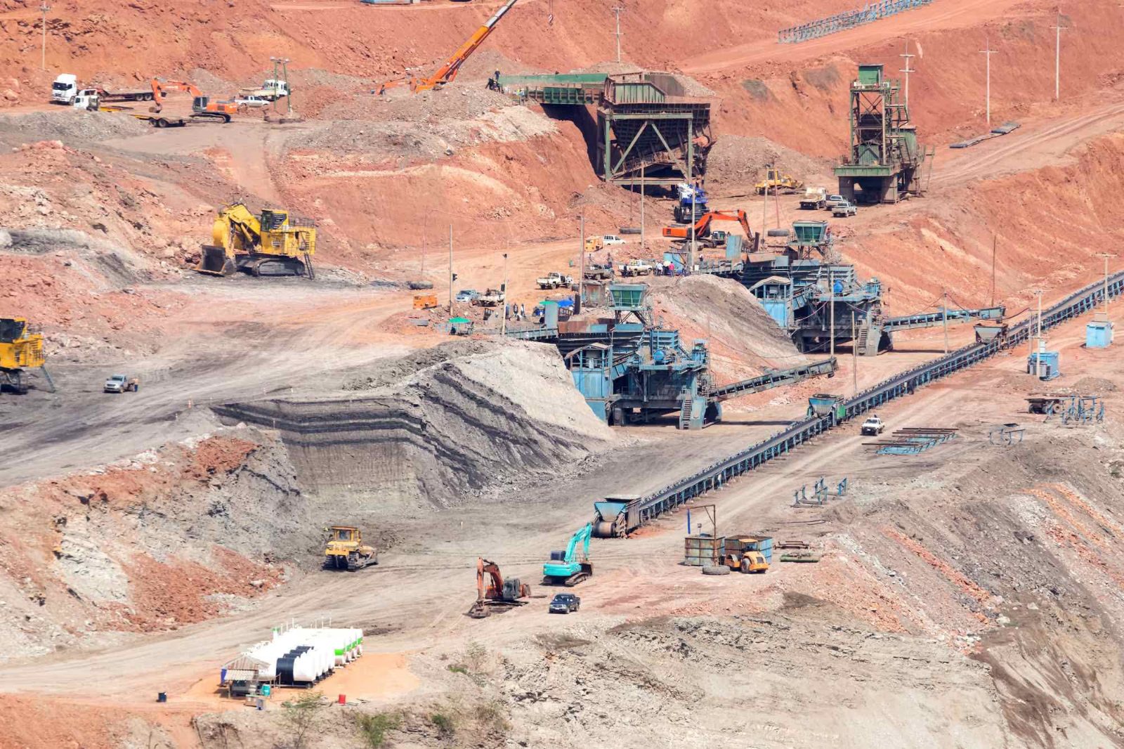 Open-cut mine site with heavy machinery