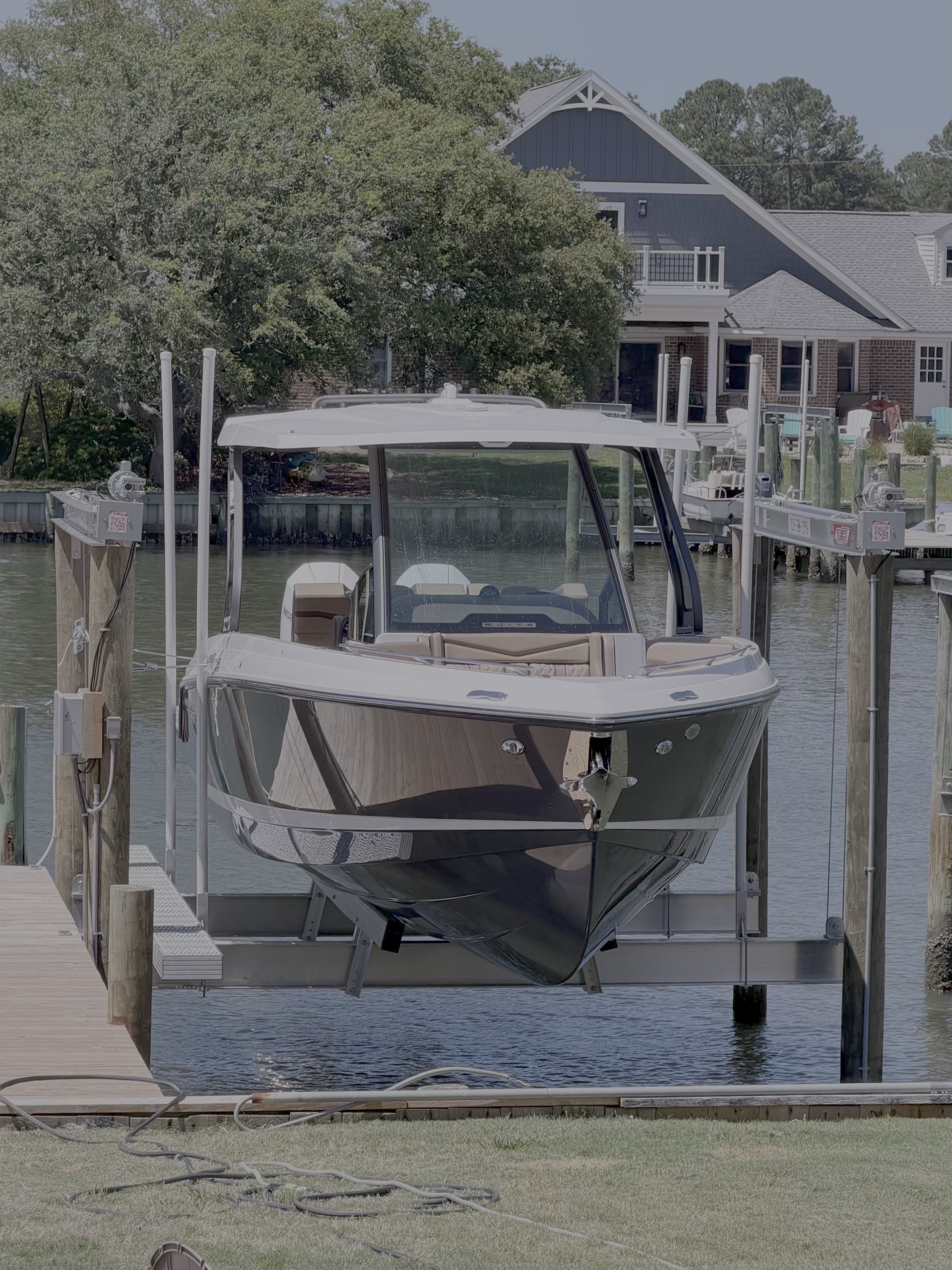 Boat detailing on lift in Virginia Beach — Car Detail Near Me 757