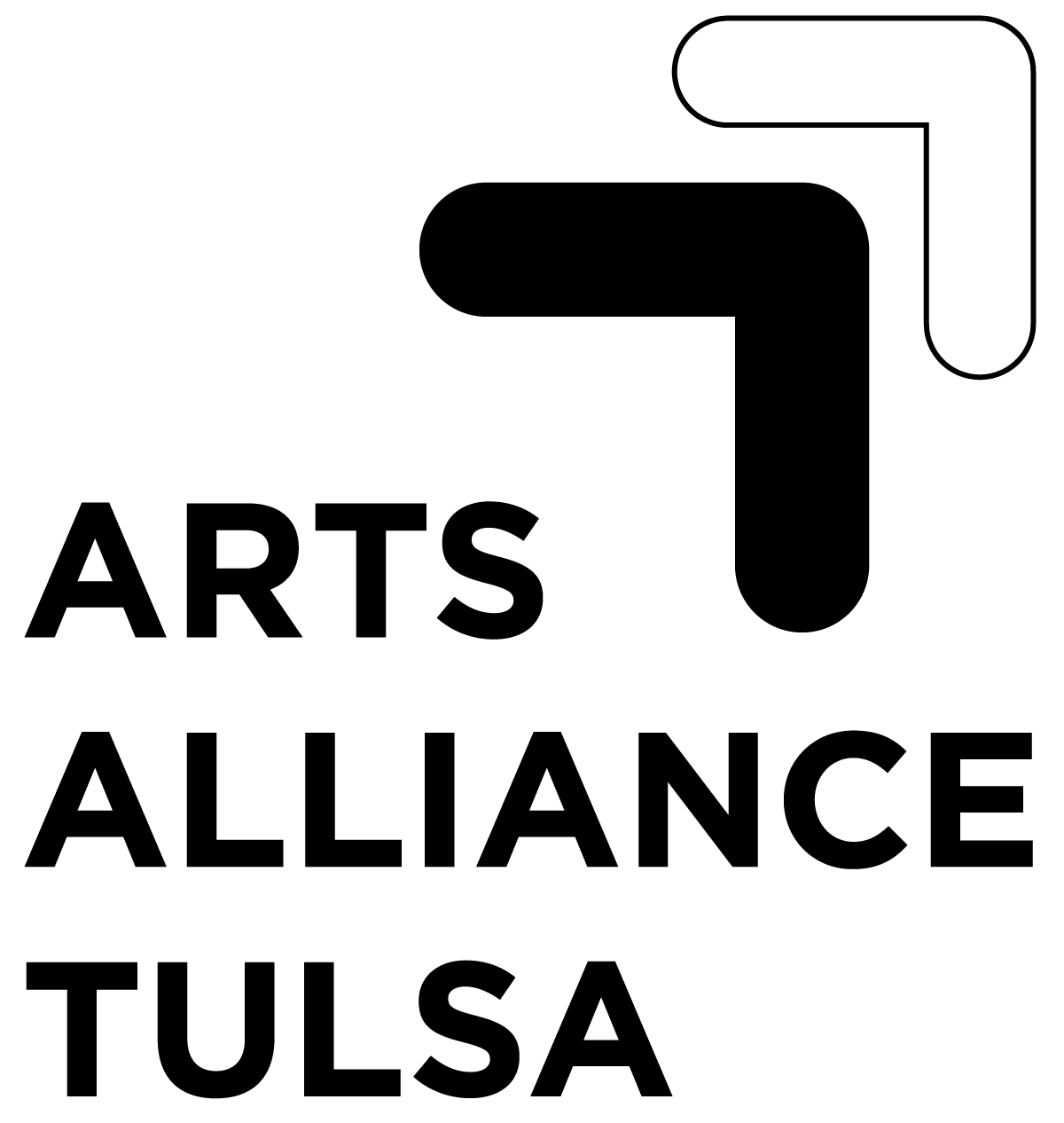 Arts Alliance Tulsa logo with stylized corner brackets above the organization name in bold uppercase letters.